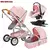 Carrinho de bebê 3 em 1 com assento de carro com base ISOFIX, carrinho de bebê