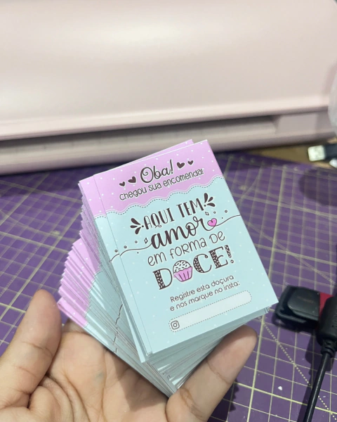Cartão Doceria ''Amor Em Forma De Doce'' 7,5x5,5 cm – 54 Unidades