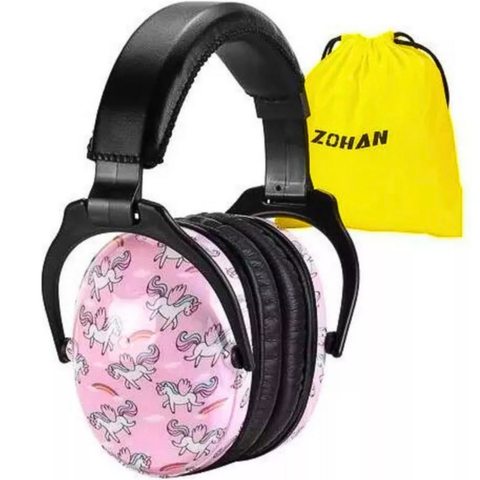 Abafador Ruído Som Infantil Adulto Preto Rosa Unicórnio TEA