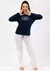 Pijama Feminino Inverno - Deixe Me Sonhar Marinho e Branco na internet