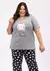 Pijama Feminino Capri Plus Size - Gatinhos De Férias Cinza e Preto na internet