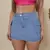 Mini Saia Jeans Feminina Cargo Azul Claro Délavé Premium