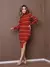 Vestido midi manga longa listrado de tricot modal - loja online