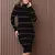 Vestido midi manga longa listrado de tricot modal - comprar online