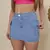 Mini Saia Jeans Feminina Cargo Azul Claro Délavé Premium - comprar online