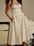 Elegante vestido plissado sem encosto sem mangas feminino, vestido Midi monocrom - VIONNA