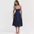 Elegante vestido plissado sem encosto sem mangas feminino, vestido Midi monocrom - loja online