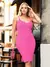Vestido Curto Tricot Alça Fenda Elastano