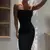 Nsangu 2025 Outono Cinta Midi Vestido Body - VIONNA