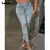 Calça Jeans de cintura diagonal rasgada para mulheres - comprar online