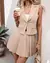 Conjunto de Duas Peças Moda Verão Cor Sólida Fino Ajuste