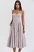 Elegante vestido plissado sem encosto sem mangas feminino, vestido Midi monocrom na internet