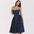 Elegante vestido plissado sem encosto sem mangas feminino, vestido Midi monocrom - comprar online