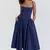 Imagem do Elegante vestido plissado sem encosto sem mangas feminino, vestido Midi monocrom
