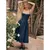 Elegante vestido plissado sem encosto sem mangas feminino, vestido Midi monocrom