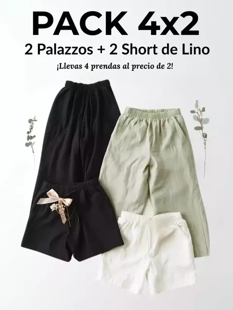 Lino Premium Pack 4x2 | ¡Ultima semana de promoción! (2 Palazzos + 2 Shorts)