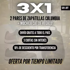 2X1 EN ZAPATILLAS CØLUMBIA (IMPERMEABLES) + MOCHILA CAT DE REGALO! en internet