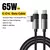 Cabo de dados Essager Tipo C para Tipo C e Lightning, PD 65W, 2 em 1