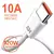 Cabo usb tipo c 10a, fio de carregamento rápido para celular