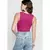 Top Cropped Ajustado Dzarm Alças Largas - Rosa - comprar online