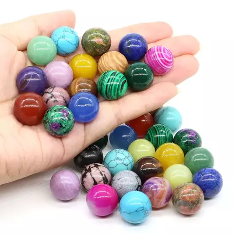 Pedra natural bola redonda de 16mm, cura com pedras: cristal, ametista e outras