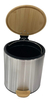 Cesto De Basura Redondo Acero Con Pedal Y Tapa De Bamboo 5lt en internet