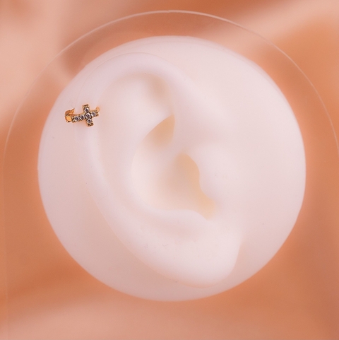 Piercing Cruz Argollita Dorado