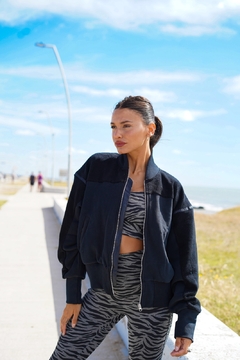 campera bomber negra - sport fashion