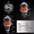 Proyector Lupa Biled Laser Sanvi S5-3 de color naranja, con especificaciones técnicas visibles, incluyendo medidas y características del modelo.