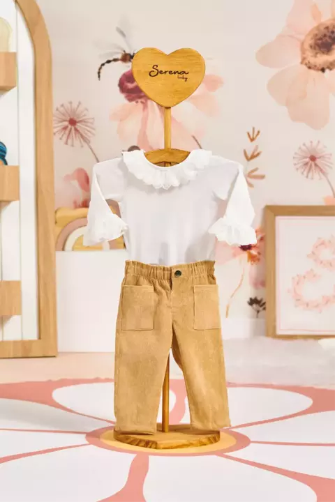 Body gola e punhos babados off white