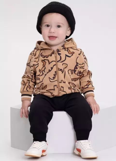 Conjunto de jaqueta com capuz e calça Moletom Dino Alakazoo