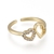 Anillo ajustable de corazones laminado oro 18k/goldfilled con microcircones