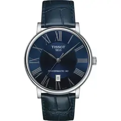 Relógio masculino Tissot Carson T1224071604300 automático mostrador azul