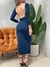 Vestido Feminino Midi em Suplex Manga Longa Decote Quadrado Costas Nua