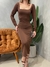 Vestido Feminino Midi em Suplex Manga Longa Decote Quadrado Costas Nua - comprar online