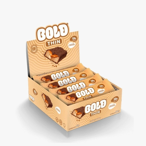 Bold Bar Thin (Display 12 unid de 40g) - Sabor: Caramelo e Amendoin (nova embalagem)