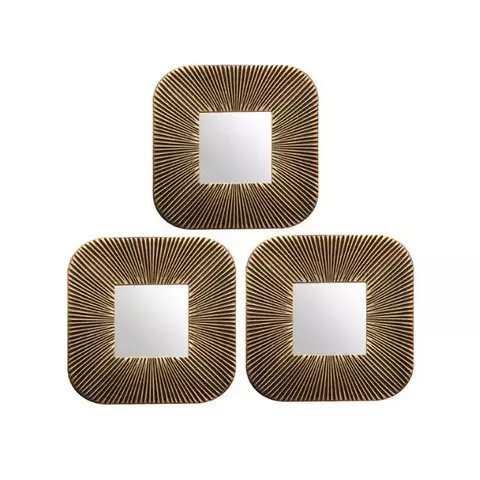Set de 3 Espejos cuadrados simil cobre 25 x 25 Cm