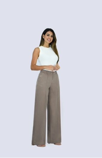 Calça Wide Leg c/ linho TAM 42