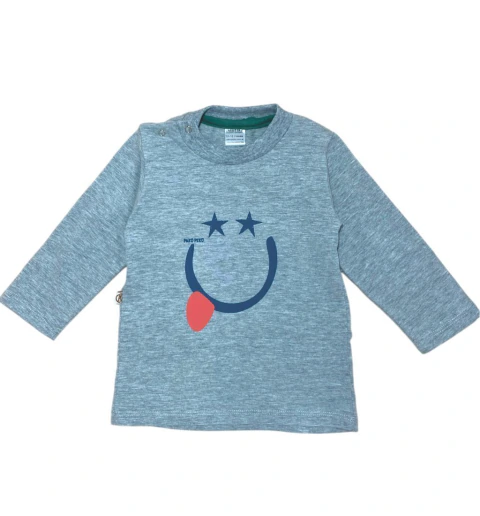 Remera de Bebé Estampa Carita Gris - Algodón suave - comprar online