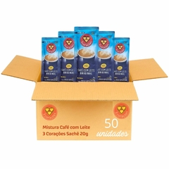 Café Com Leite 3 Corações 50 Sachês 20g Cada