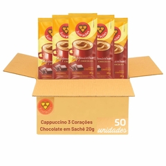 Cappuccino Chocolate 3 Corações 50 Sachês Com 20g Cada