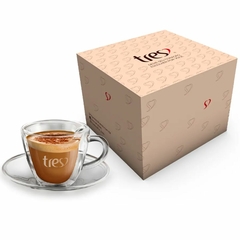 Xícara de Vidro + Pires Formato Coração Tres Oficial 120 ml