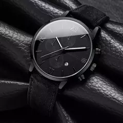 Relógio Casual para Homem – Calendário Integrado e Pulseira de Couro Premium