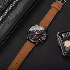 Relógio Casual para Homem – Calendário Integrado e Pulseira de Couro Premium - comprar online