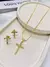 Conjunto Cruz Cravejado Dourado - Cristal