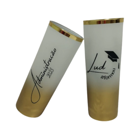 Copo Long Drink Acrilico Borda Metalizada