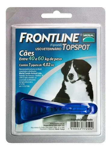 Anti Pulgas Remedio Front Line Topspot P/ Cães De 40 A 60kg