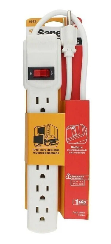 MULTICONTACTO BLANCO 6 ENTRADAS LUZ 8622 SANELEC