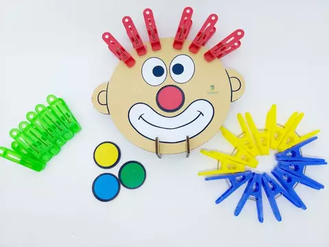 Palhaço Cabelo Pregador – Materiais para Brincar – Brinquedo Terapêutico Infantil para Coordenação Motora Fina e Atenção
