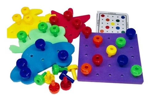 Placa de Pregos Coloridos – Materiais para Brincar – Brinquedo Terapêutico Infantil para Coordenação Motora e Criativida